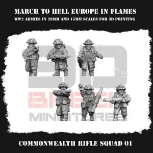 Impréssion 3D Figurines WWII Armée Angleterre Commonwealth rifle squad 01