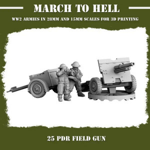 Impréssion 3D Figurines WWII Armée Angleterre 25 PDR FIELD GUN