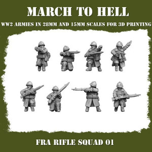 Impréssion 3D Figurines WWII Armée Française Rifle Squad