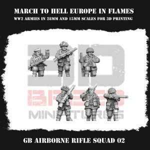 Impréssion 3D Figurines WWII Armée Angleterre Airborne Riflesquad 02