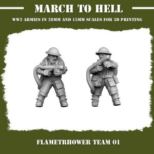 Impréssion 3D Figurines WWII Armée Angleterre Flametrhower team 