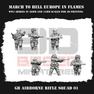 Impréssion 3D Figurines WWII Armée Angleterre Airborne Riflesquad 01