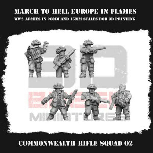 Impréssion 3D Figurines WWII Armée Angleterre Commonwealth rifle squad 02
