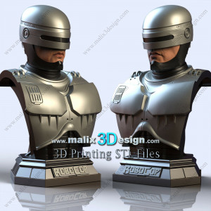 Bust Robocop imprimée en 3D  Résine taille 18cm (non peint)