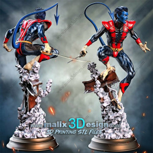 Nightcrawler (X-men) figurine imprimée en 3D résine Taille 18cm (non peint)