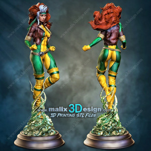 Rogue (X-men) figurine imprimée en 3D résine Taille 18cm (non peint)