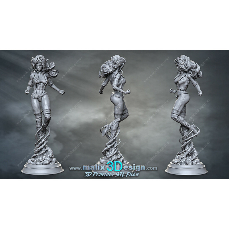 Rogue (X-men) figurine impression 3D résine  18cm  (non peint)