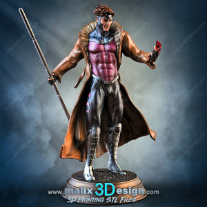 Gambit figurine imprimée en 3D résine Taille 18cm (non peint)