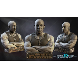 Bust Vin diesel impression 3D  Résine taille 18cm  (non peint) (2)