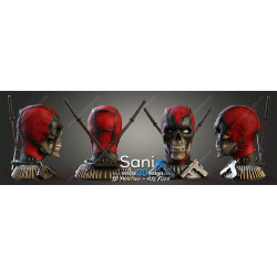 Bust deadpool (halloween version) impression 3D  Résine taille 18cm  (non peint)
