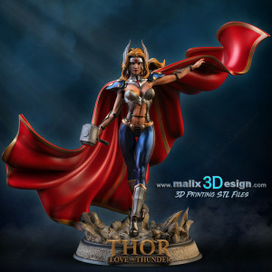 Lady thor figurine imprimée en 3D résine Taille 18cm (non peint)