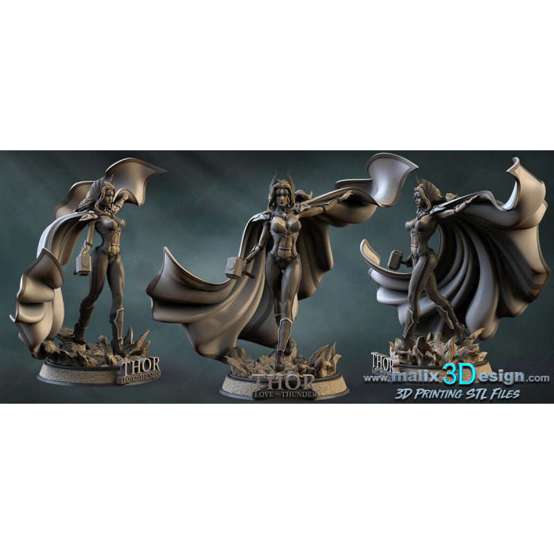 Lady thor figurine impression 3D résine  18cm  (non peint)