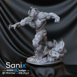 Rhino (Classic) figurine impression 3D résine  18cm (non peint) (2)