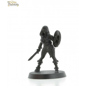 3D figurine 28mm Jeux de rôle/9th age/Cthulu-Heroïne bouclier