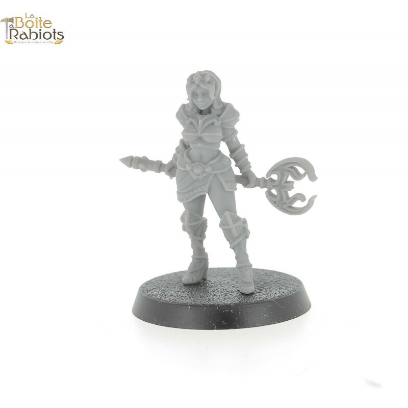 3D figurine 28mm Jeux de tôle/9th age/Cthulu-Heroïne bâton