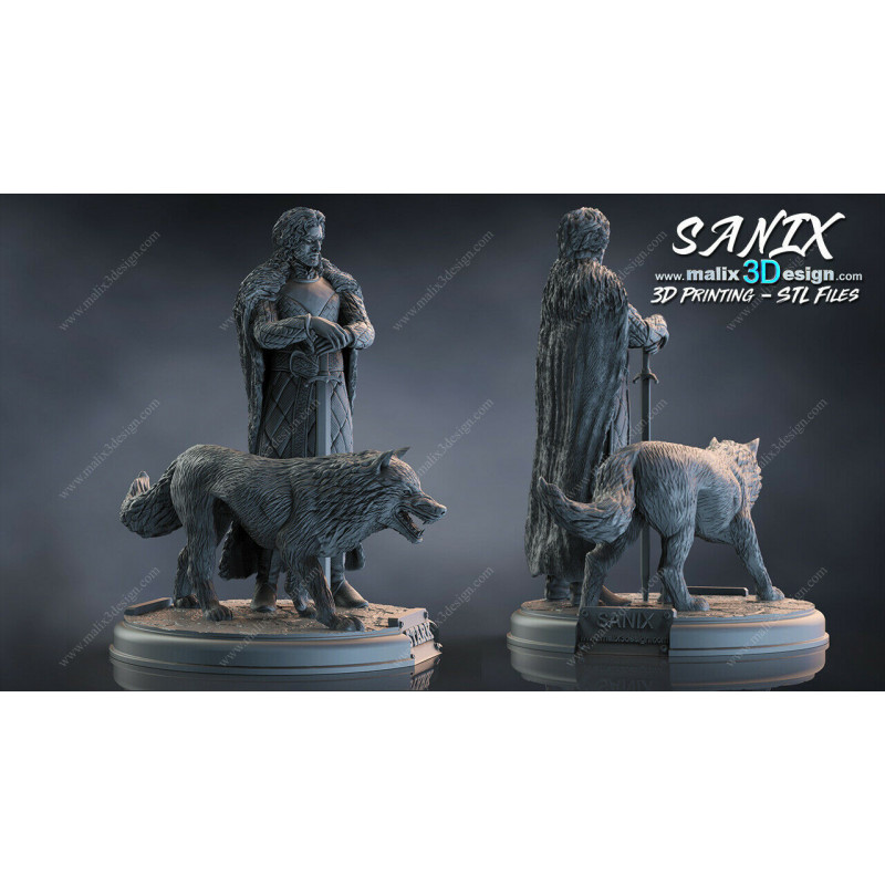 Games of throne John Snow 3D résine  18cm (non peint)