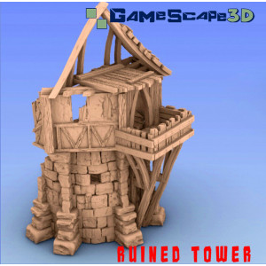 Décor Gamescape 3D Maison tour en ruine 