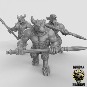 Impression 3D figurines jeux de rôle D&D, Saga, 9th Age, Hommes bêtes avec lance