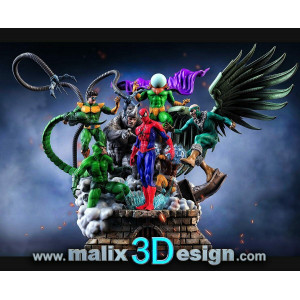 Sinister Six / Spieder man Diorama, imprimée en 3D resine, 18cm