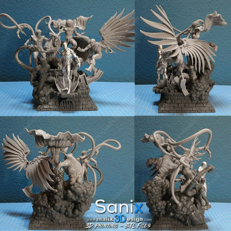 Sinister Six / Spieder man Diorama, impression 3D resine, 18cm (non peint)