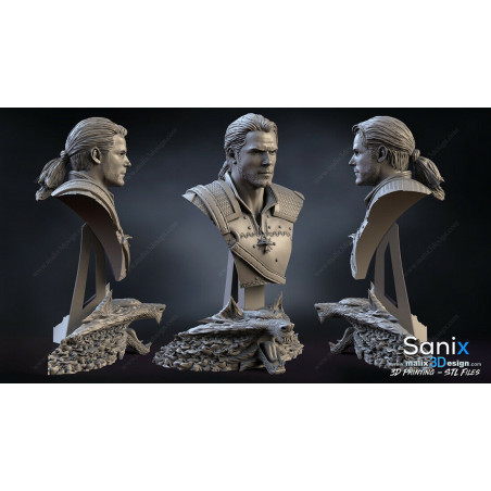 Buste Witcher impression 3D resine, taille 18cm ( non peint ) (non peint)