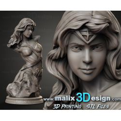 Buste Wonder woman impression 3D resine, taille 18cm ( non peint ) (non peint)