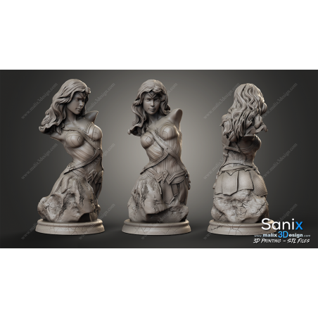 Buste Wonder woman impression 3D resine, taille 18cm ( non peint ) (non peint)