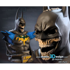 Buste batman halloween imprimée en 3D resine, taille 18cm (à peindre ou pas )