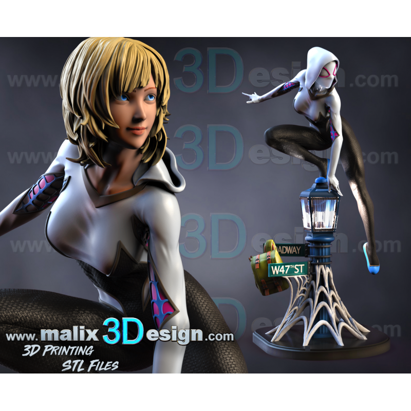 Spider Gwen figurine impression 3D résine  18cm  (non peint)