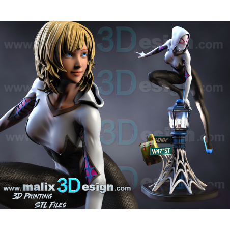 Spider Gwen figurine impression 3D résine  18cm  (non peint)