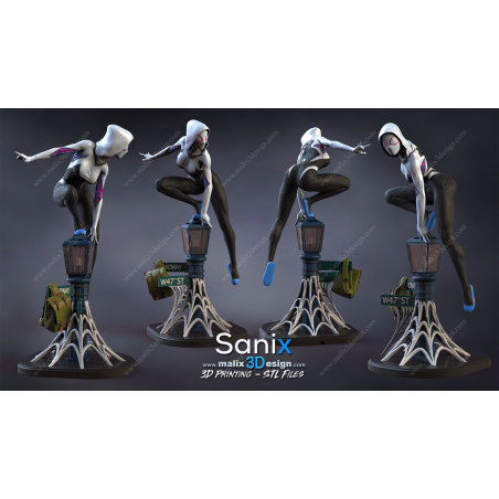 Spider Gwen figurine impression 3D résine  18cm  (non peint)