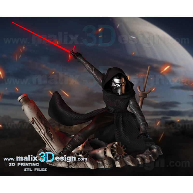 Kylo Ren Star Wars figurine impression 3D résine  18cm (non peint)