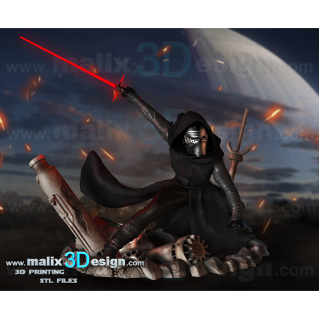 Kylo Ren Star Wars figurine impression 3D résine  18cm (non peint)
