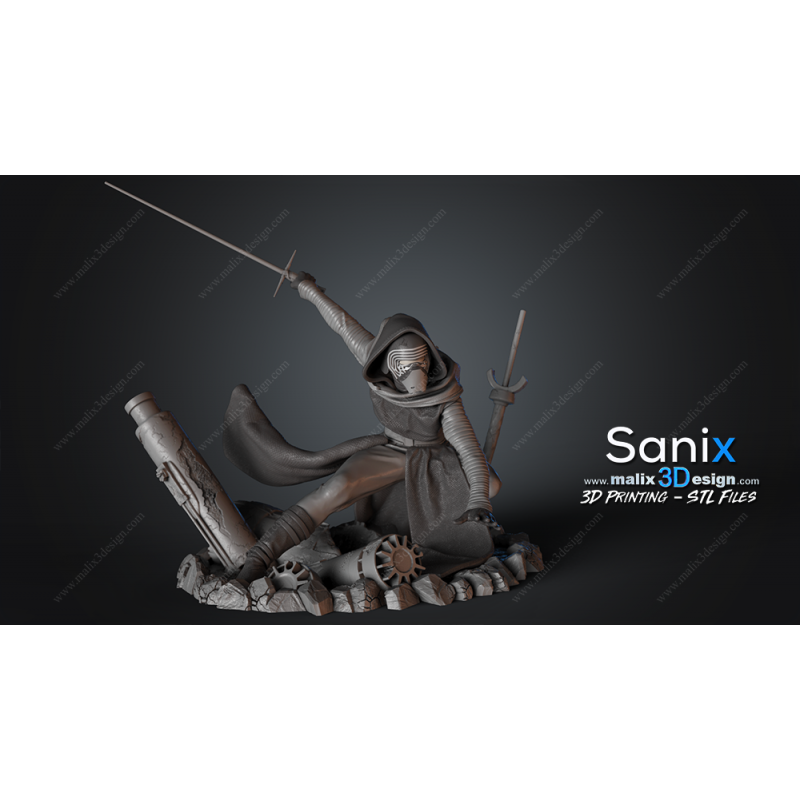 Kylo Ren Star Wars figurine impression 3D résine  18cm (non peint)