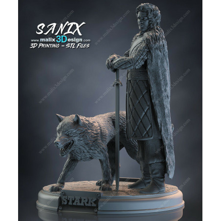 GOT - House stark figurine impression 3D résine  18cm (non peint)
