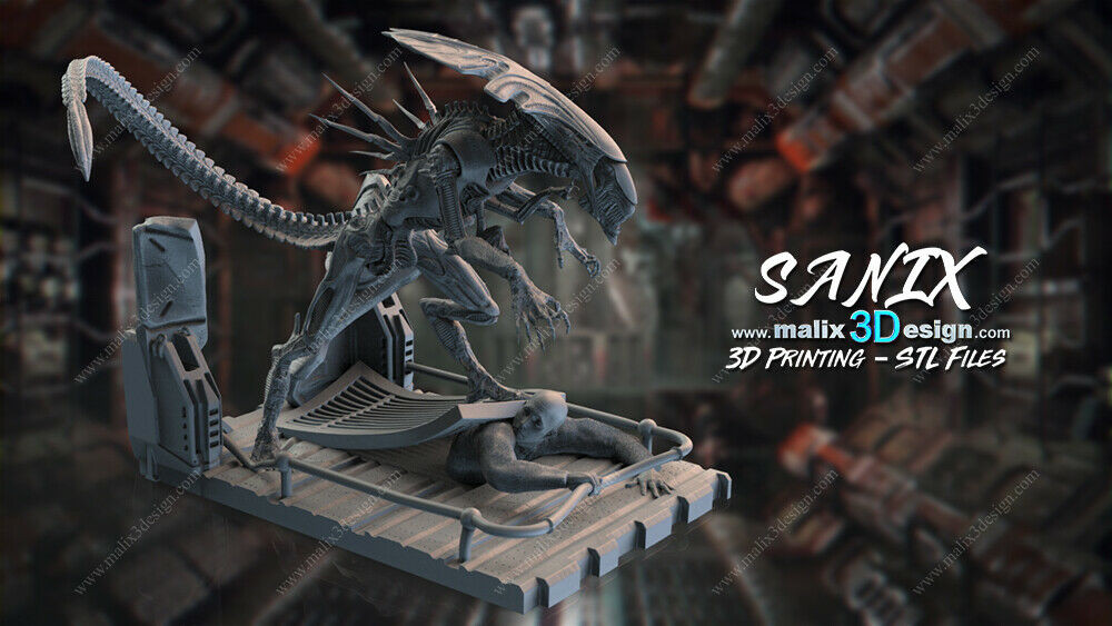 Alien queen figurine impression 3D résine 18cm (non peint) - Picture 1 of 3