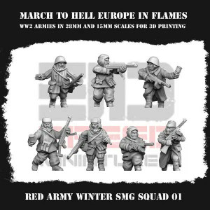 Impréssion 3D Figurines WWII Red Army winter SMG squad 1