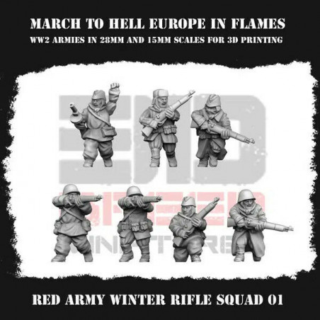 Figurines Infanterie Hiver Armée Rouge 3D – Soldats Soviétiques WW2  
