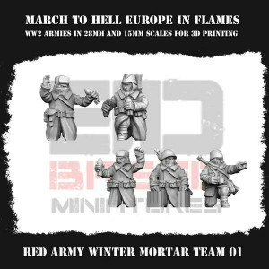 Impréssion 3D Figurines WWII Red Army winter Mortar team 1