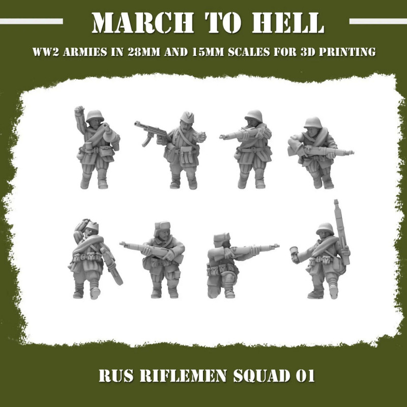 Figurines Infanterie Armée Rouge 3D – Soldats soviétiques WW2  
