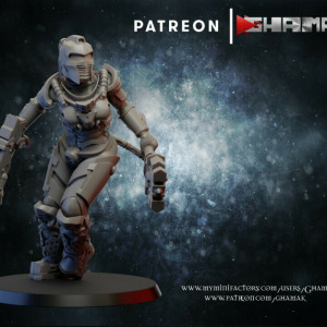Figurine imprimée en 3D Résine pour jeux de figurines Mercenaire femme