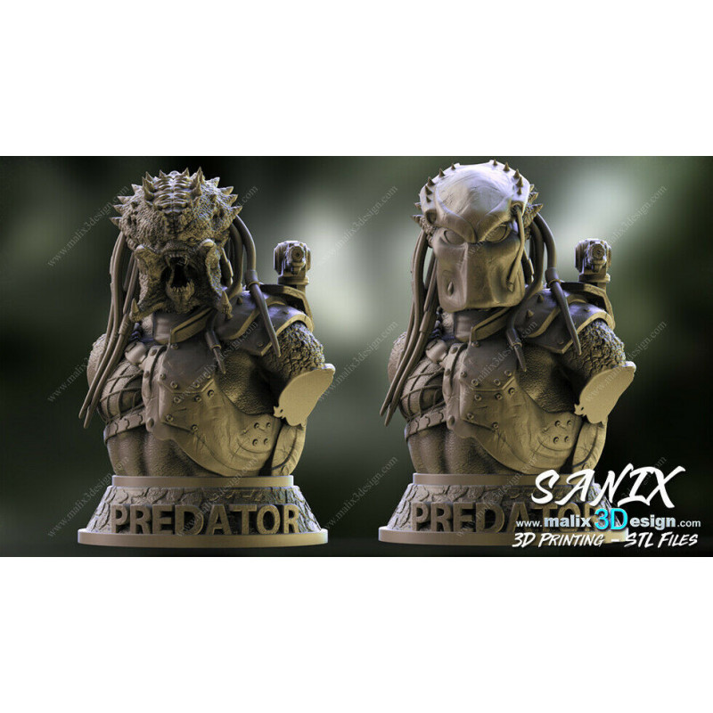 Bust Predator impression 3D resine, taille 18cm ( non peint ) (non peint)