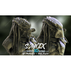 Bust Predator impression 3D resine, taille 18cm ( non peint ) (non peint) (2)
