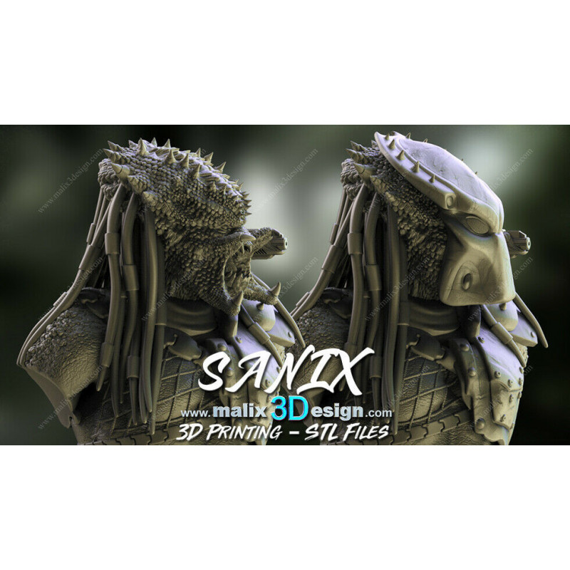 Bust Predator impression 3D resine, taille 18cm ( non peint ) (non peint)