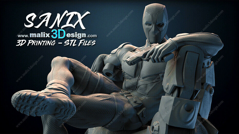 Deadpool figurine impression 3D résine 18cm (non peint) - Picture 1 of 3