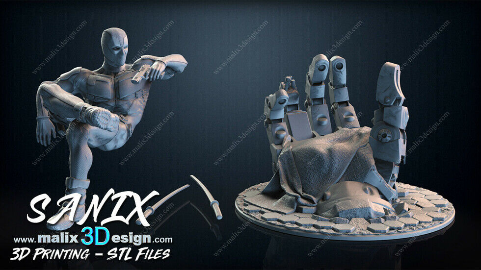 Deadpool figurine impression 3D résine 18cm (non peint) - Picture 2 of 3