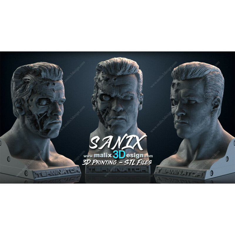 Buste Terminator impression 3D resine, taille 18cm ( non peint ) (non peint)