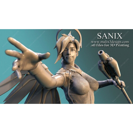 Mercy (Overwatch) impression 3D résine taille 18cm ( non peint ) (non peint)