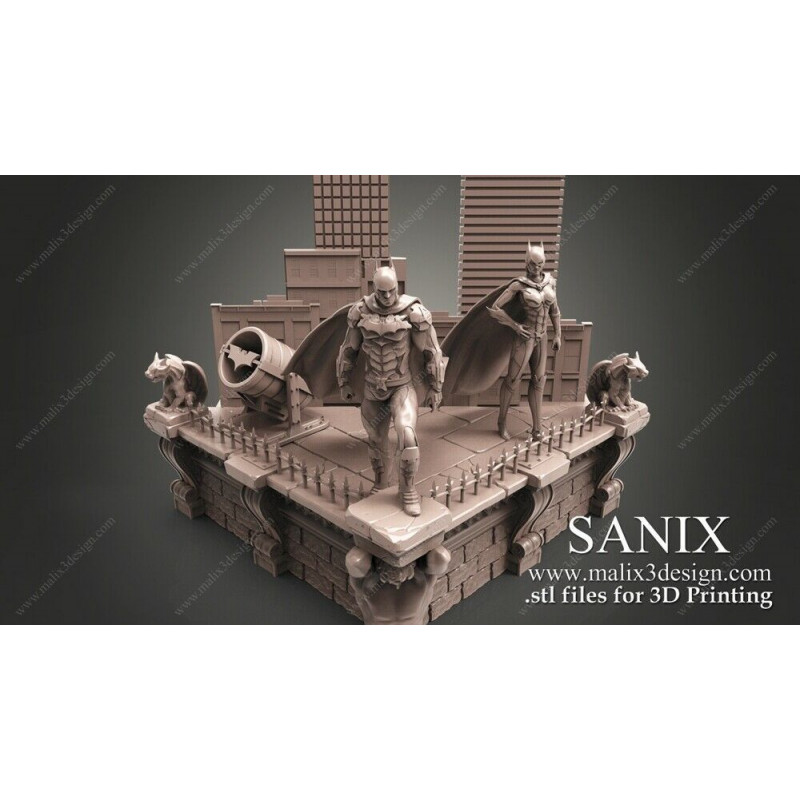 Batman diorama impression 3D résine taille 18cm ( non peint ) (non peint)