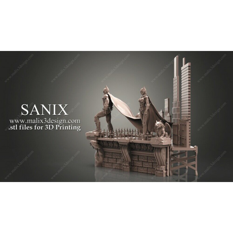 Batman diorama impression 3D résine taille 18cm ( non peint ) (non peint)